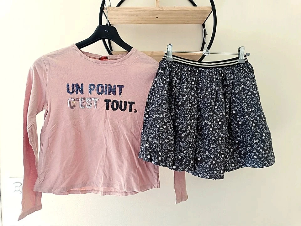 12 ans ensemble teeshirt tape a l'oeil et jupe Okaïdi